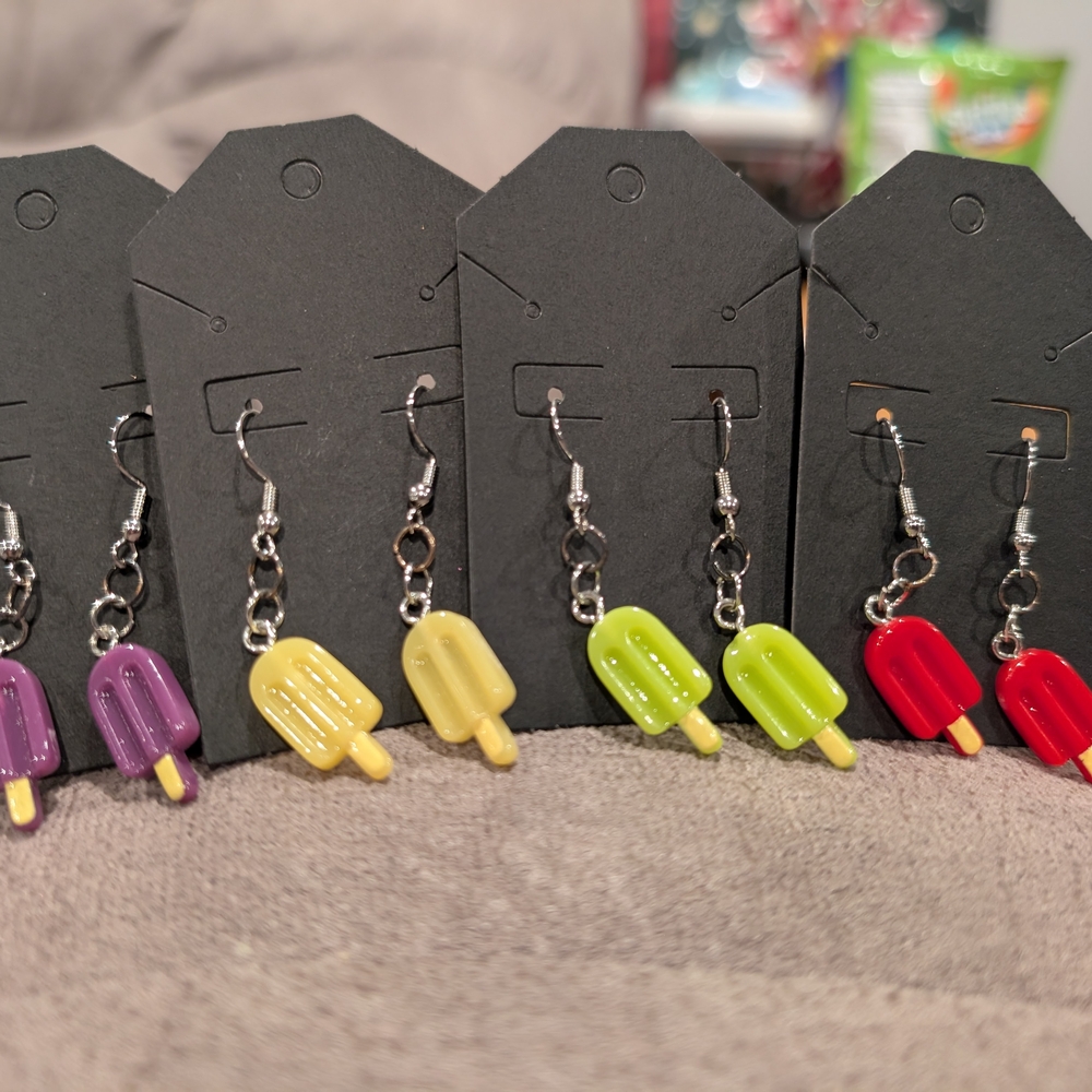 Vibrant Popsicle Earrings with Silver Hooks